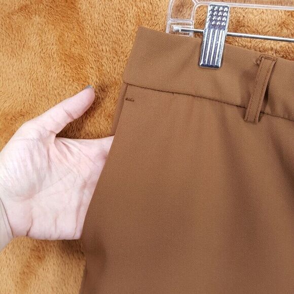NICOLE MILLER Pants Womens Size 10 Tan Straight Leg Elastic Waist Pocket Trouser - Picture 2 of 9